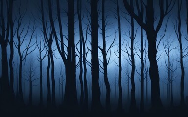 Enter the Dark and Mystical Forest: A Hauntingly Beautiful Horror Background for Design. Generative AI.