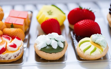 Obraz na płótnie Canvas Sweeten Your Day with a Panoramic View of this Delicious Dessert Tray. Generative AI.