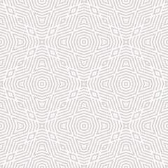 Fototapeta premium Subtle vector geometric line pattern. Abstract seamless striped ornament. Simple gray and white texture with lines, diamonds, arrows, octagons. Modern stylish minimal linear background. Repeat design