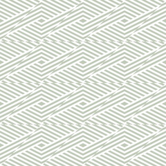 Geometric lines vector seamless pattern. Modern texture with diagonal stripes, broken lines, chevron, zigzag. Simple abstract geometry. Retro sport style graphic background. Sage color. Geo design