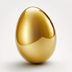 Perfect golden egg beautiful shiny golden egg on white. Generative AI
