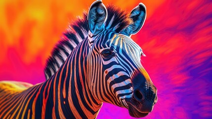 Fototapeta na wymiar Zebra in vibrant colors. Generative AI