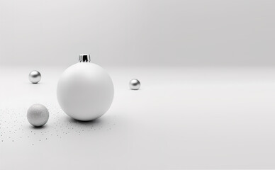 Minimalistic Сhristmas toys on a white background. Generative AI