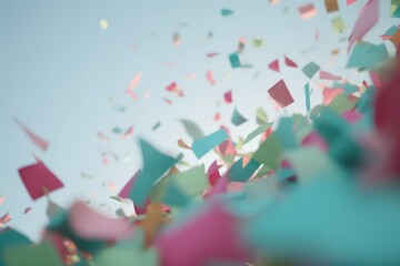 event carnival party blue confetti colorful birthday celebration festive background flying. Generative AI.