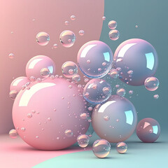 Fototapeta na wymiar A pink and blue background with bubbles and water. Generative AI.