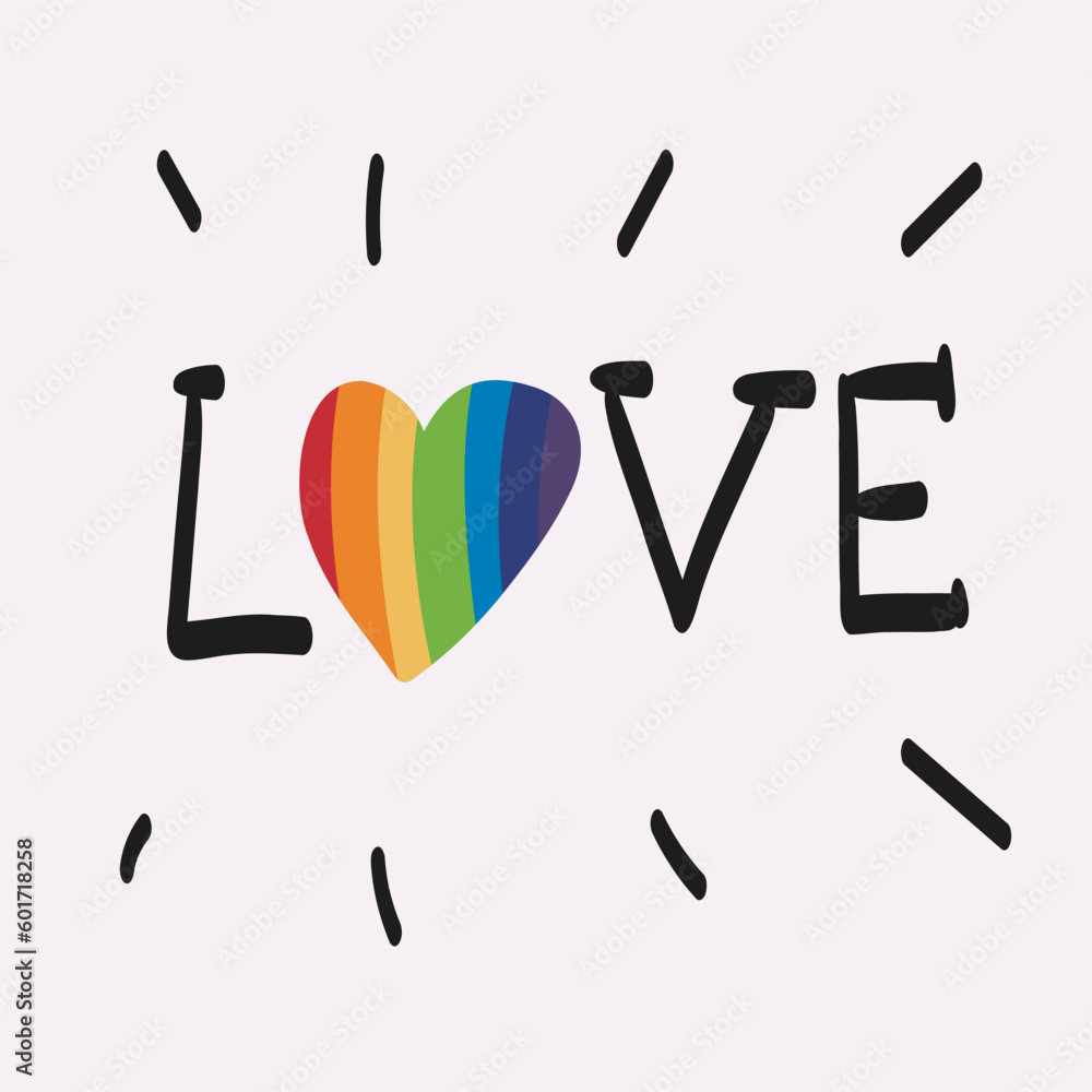 Wall mural love is love. love always wins. vector illustration of the pride parade. lgbt community