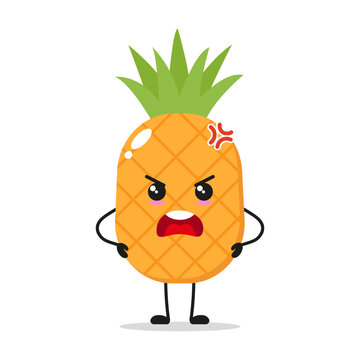 Single Furious Pineapple Fruit Vector Illustration