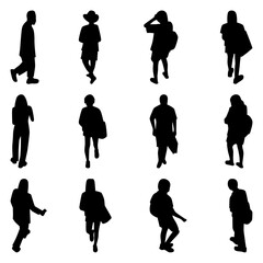 Vector Collection Set of Casual People Silhouettes