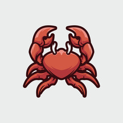 Cute Crab Cartoon Mascot Illustration Logo Vector
