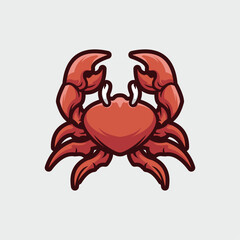 Cute Crab Cartoon Mascot Illustration Logo Vector