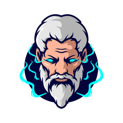 Poseidon Lightning Esport Mascot Logo Gaming