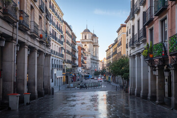 Calle de Toledo Street and Collegiate Church of San Isidro - Madrid, Spain
