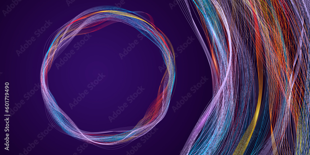 Poster sound music dynamic futuristic concept. abstract radial wave background. many colored wave radial li