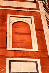 Wall close view of Mughal Emperor Humayun designed by Persian architect Mirak Mirza Ghiyas in New Delhi, India. Tomb was commissioned by Humayun's wife Empress Bega Begum in 1569-70