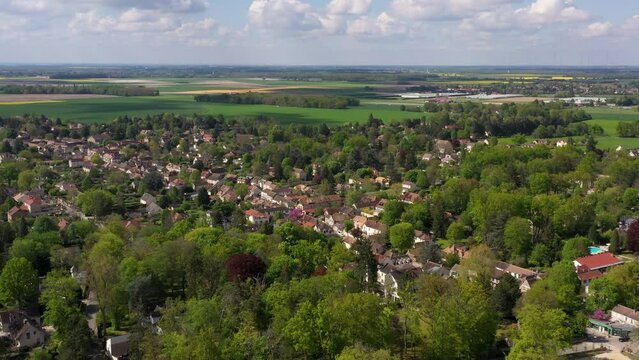aerial view on the village of Barbizon in Seine et Marne	