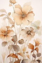 wildflower bundle isolated, watercolor on completely white background, pastel colors, format 2:3 