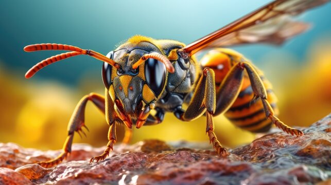 Wasp in vibrant colors. Generative AI