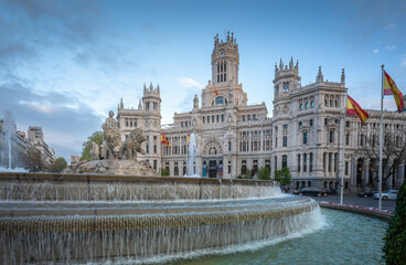 Fototapeta na wymiar Cibeles Palace and Fountain of Cybele at Plaza de Cibeles - Madrid, Spain