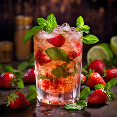 Strawberry mojito. Generative AI.