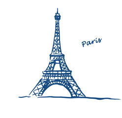 Fototapeta na wymiar Eiffel tower , Paris , France, travel , tourism, french seasides , old architecture, monuments, sketch, Europe 