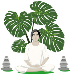 She meditated in the garden.