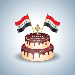 Iraq National Day with a Cake. Vector Illustration