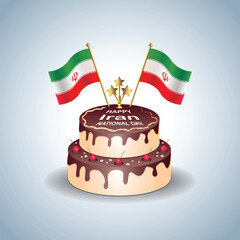 Iran National Day with a Cake. Vector Illustration
