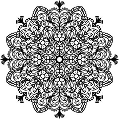mandala.Mandalas pattern For coloring book. Flower mandala for meditation. Stress relieving pattern. Outline illustration for tattoo, logo, symbol. Decorative ornament in ethnic oriental style.