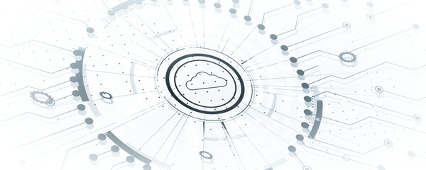 Cloud technology. Integrated digital web concept background