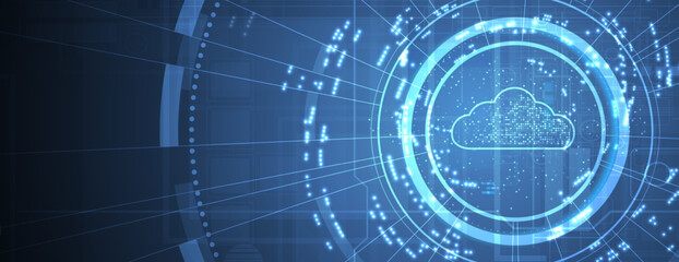 Cloud technology. Integrated digital web concept background