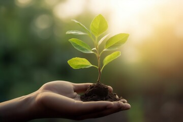 Fototapeta na wymiar hand plant care nature agriculture life green leaf ecology growth. Generative AI.