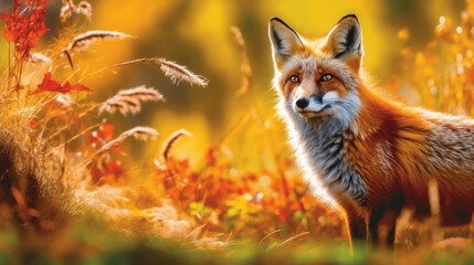 Red Fox in the wild. Generative AI