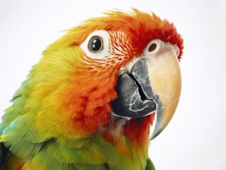 Obraz premium Vibrant parrot white background, Generative AI Technology