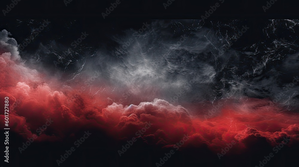 Wall mural toned night sky with fluffy soft clouds. black red abstract background with copy space for design. g