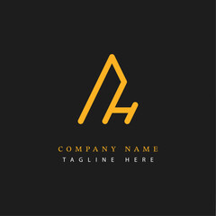 Letter AH logotype Monoline style, simple and elegant AH logo - Vector