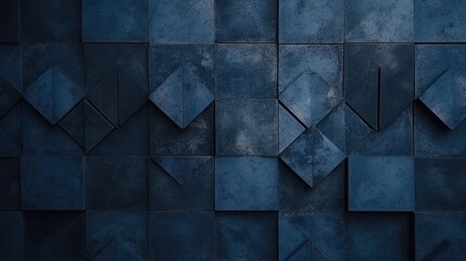 Dark blue abstract background. Toned old concrete tile. Small geometric pattern. Navy blue background with copy space for design. Generative AI.
