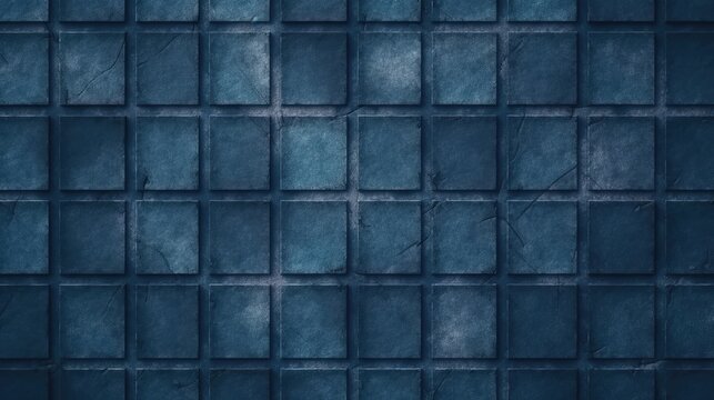 Dark blue abstract background. Toned old concrete tile. Small geometric pattern. Navy blue background with copy space for design. Generative AI.