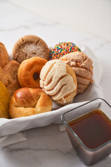 Group of assorted mexican sweet bread, traditional mexican bread.