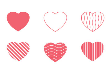 heart illustration collection, a set of love icon, valentine, love symbol vector illustration.