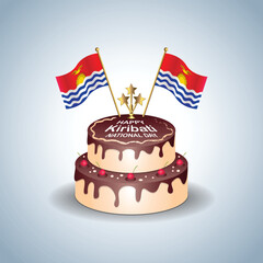 Kiribati National Day with a Cake .Vector Illustration