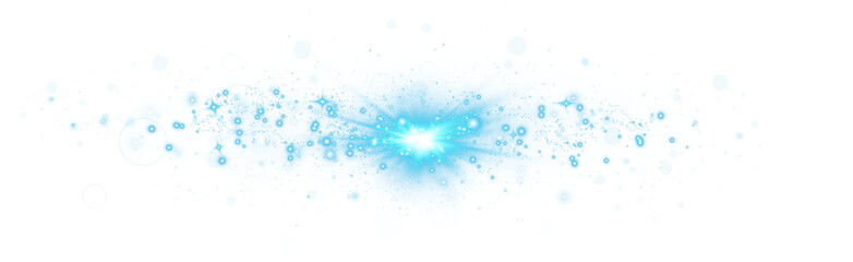 Blue star and sparks isolated on transparent background. Flares and sunbursts. Glowing light effects. PNG.