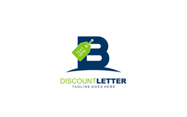 B logo discount for construction company. letter template vector illustration for your brand.