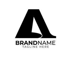 anagram or monogram of initial letter A as 3d peeled page paper of the book