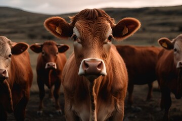 Cows looking at the camera