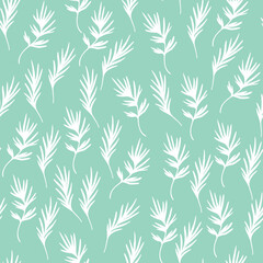 Obraz premium Floral seamless with hand drawn color exotic leaves. Cute autumn background. Tropic branches. Modern floral compositions. Fashion vector illustration for wallpaper, fabric, textile