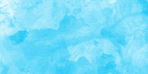  Abstract blurry and stained soft sky blue Classic hand-painted aquarelle watercolor background with watercolor splashes used as presentation, greeting, card, poster, template and invitation.