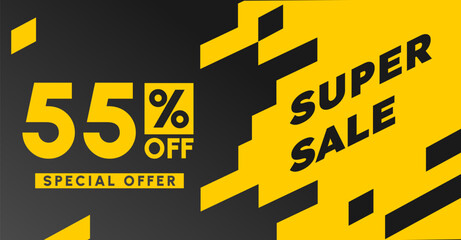 Fototapeta premium 55 percent off best sale special offer banner black yellow 
