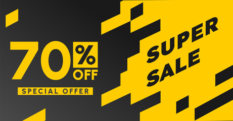 70 percent off best sale special offer banner black yellow 