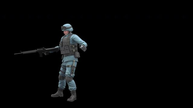 SWAT police officer dance - 3d render looped with alpha channel.
