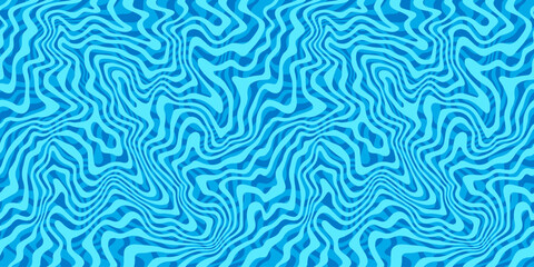 Seamless Water Pattern with Wavy Lines. Vector Water Ripple Texture. Abstract Blue Pool Surface